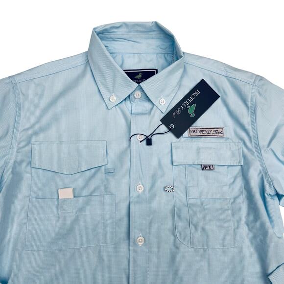 NWT Properly Tied YS (8) Performance Fishing Shirt in Aqua - Picture 2 of 5